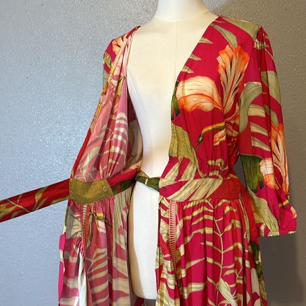Powder women’s tropical dark rose color wrap dress size S - Picture 9 of 13